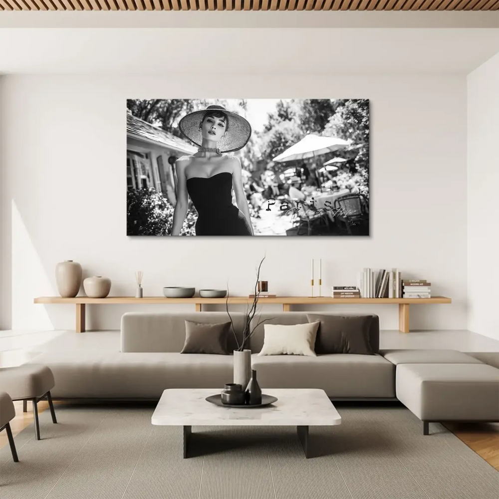 Audrey Hepburn-inspired fashion wall art with vintage glamour