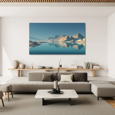 Symmetrical composition with a wide waterline creating a serene panorama