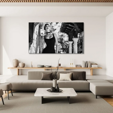 Vintage Hollywood glamour wall art with Paris background and Paris Givenchy 1953 inscription