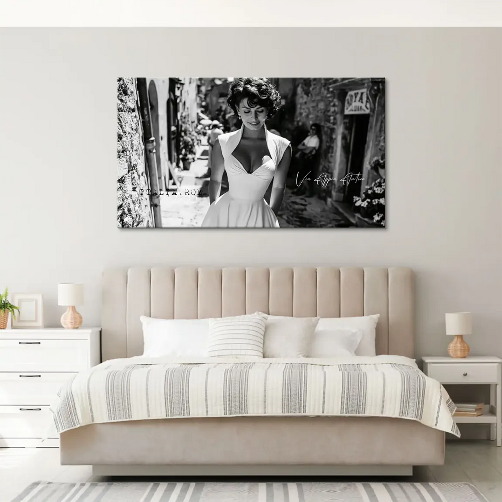 Iconic era cinema style photograph in monochrome, evoking mid-century fashion and European cityscapes