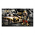 Bold Pop Art canvas showing a gold Mickey Mouse beside a gold Porsche 356 with a black and white urban graffiti backdrop.