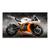 KTM RC8 abstract canvas art featuring a bold orange, white, and black motorcycle on a textured grey background.
