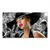 Glamorous woman jazz singer in vintage club with red lips and blue eyes in monochrome setting