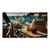 Best Moments canvas print showing straw hat and sunglasses on a boat dashboard with ocean and coastline in the background