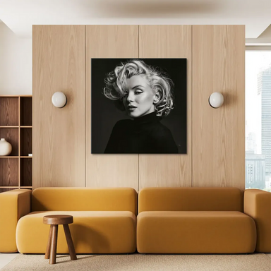 Monochrome Marilyn Monroe wall art, vintage fashion portrait for living rooms