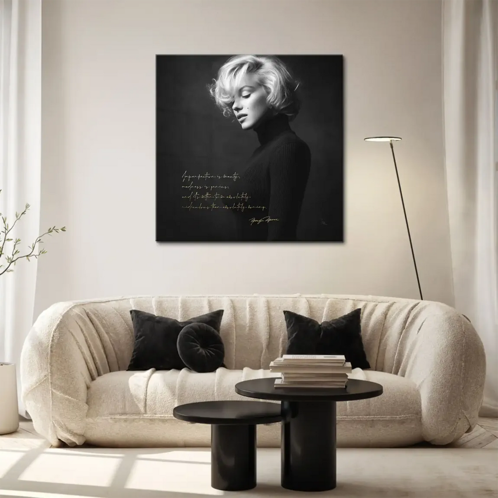 Iconic woman wall art: Marilyn Monroe diva portrait on canvas, ideal for fashion-inspired decor.
