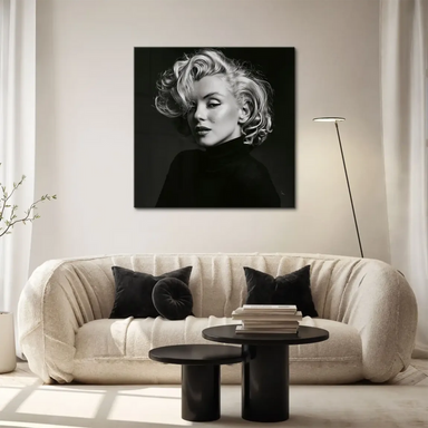 Elegant Marilyn Monroe canvas print, classic femme fatale silhouette for home decor