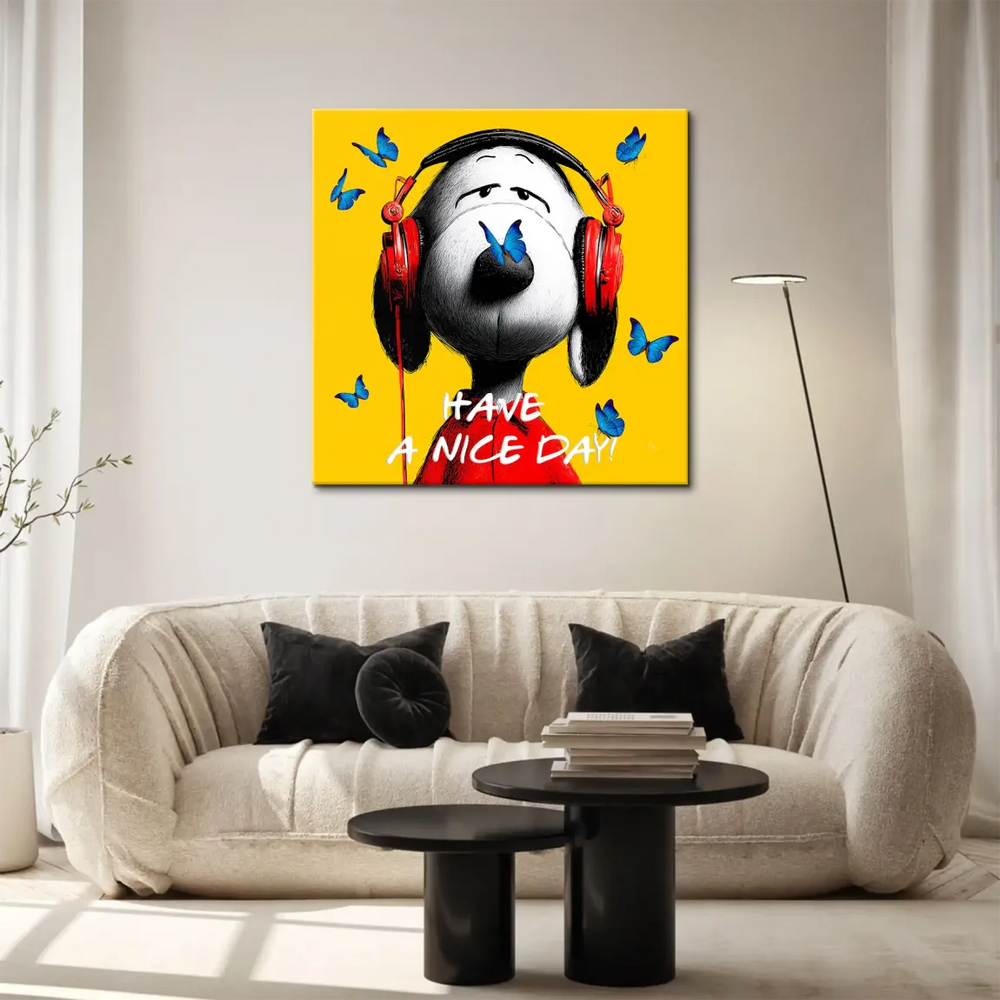 Animal wall art featuring Snoopy in a cheerful, graphic style.