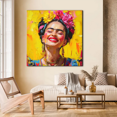 Vivid color palette with pink and blue accents in a modern Pop Art canvas