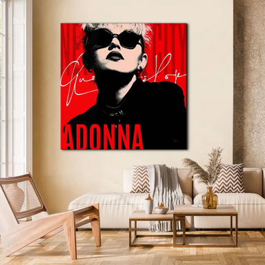 High-contrast square-format wall art of Madonna in a glamorous, rebellious Pop Art style with NEW CITY typography