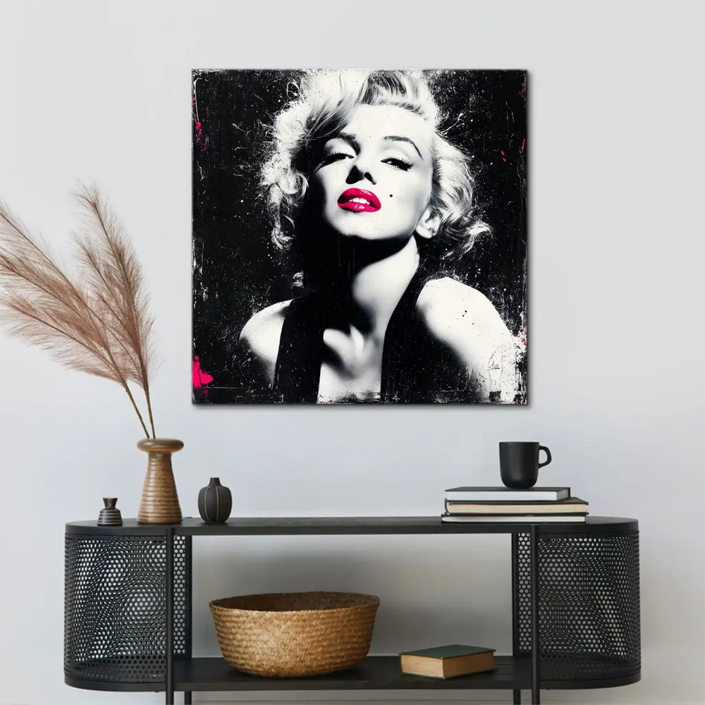 Distressed, graffiti-inspired Pop Art canvas showcasing Marilyn Monroe