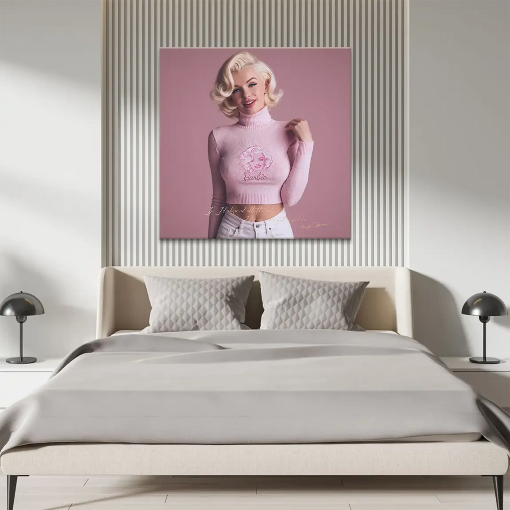Gold inspirational quote on a Marilyn Monroe-inspired pop art canvas