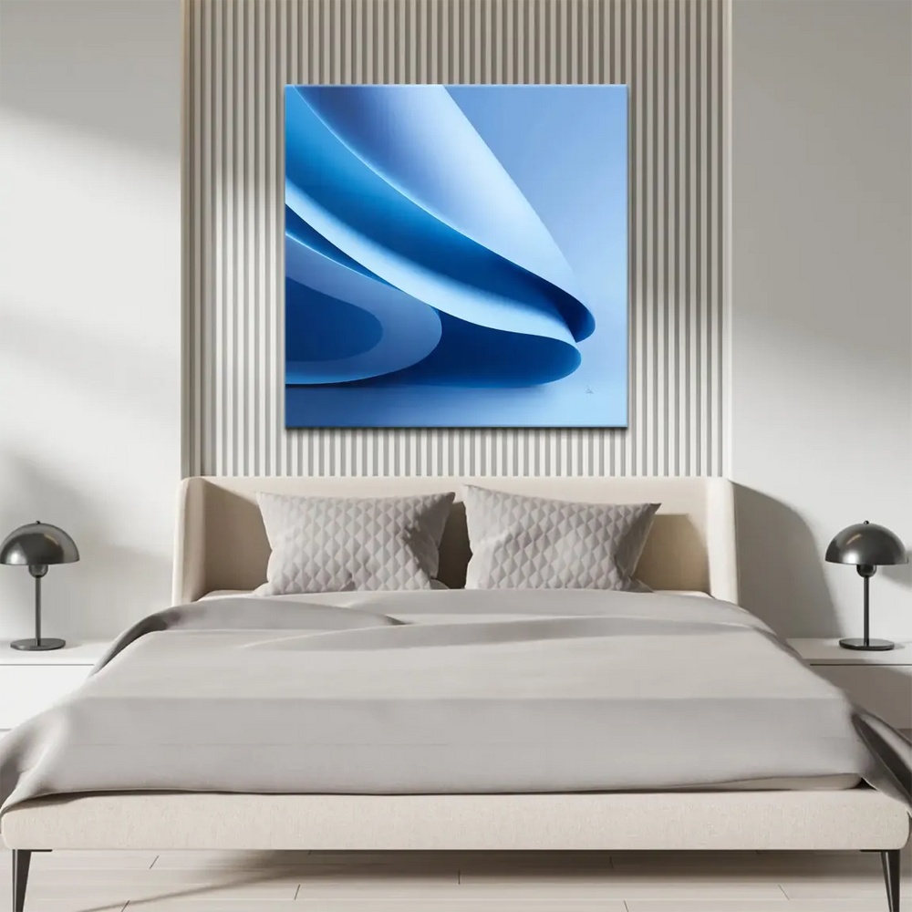 Calm, modern blue wall art suitable for contemporary or Scandinavian interiors.