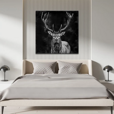 Detailed close-up of stag fur and antlers on moody background