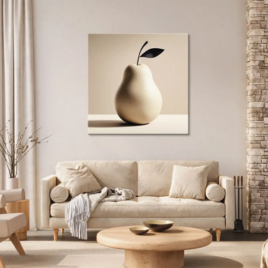 Creamy off-white pear canvas print with subtle speckles