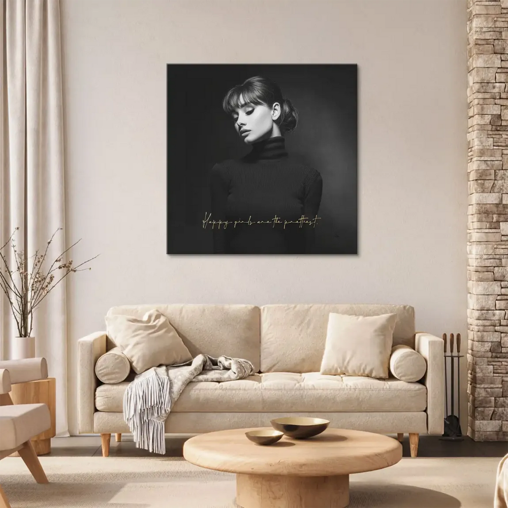 Minimalist monochrome portrait featuring a ribbed turtleneck