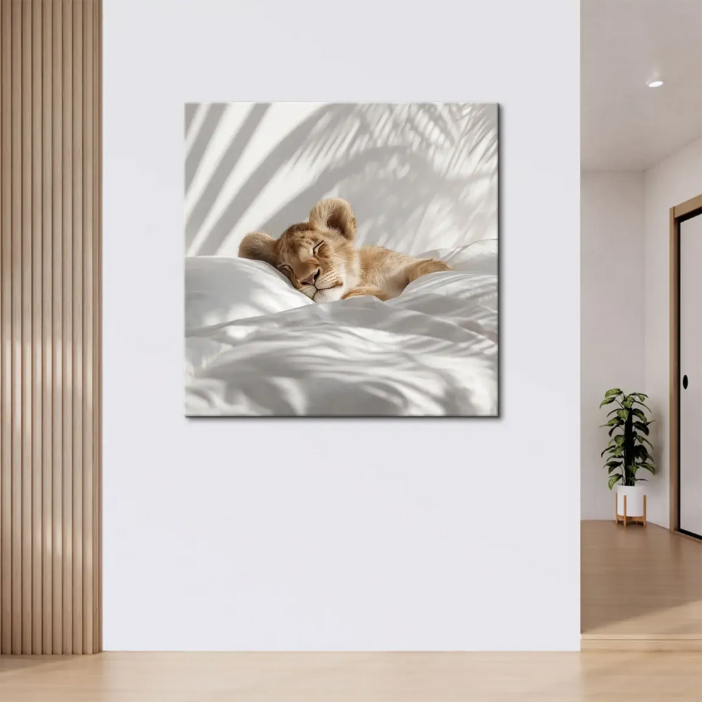 Cute animal wall art for kids' room - sleeping cub