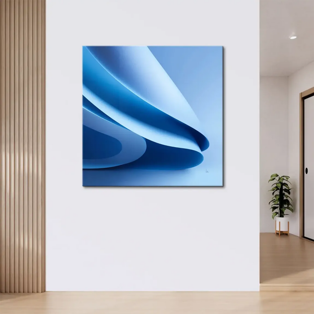 Blue Flow Canvas Wall Art - Abstract Minimalist Artwork - Image 4