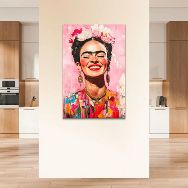 Boho chic pop art portrait of Frida Kahlo on canvas wall art