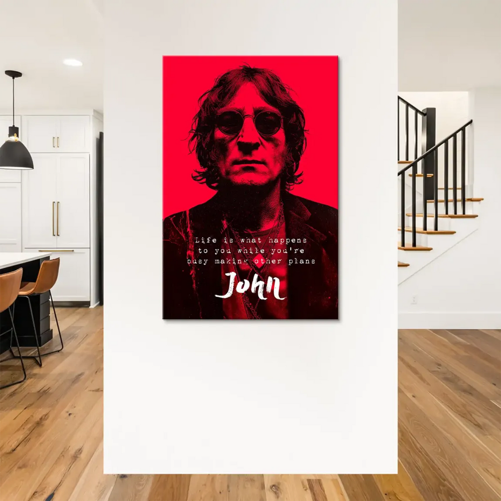 Iconic Lennon portrait on canvas in a vintage pop art style