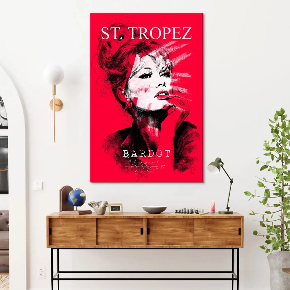vibrant pop art wall decor featuring brigitte bardot in striking pose