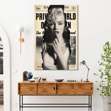 Vintage-inspired wall art of Marilyn Monroe suitable for living rooms and offices
