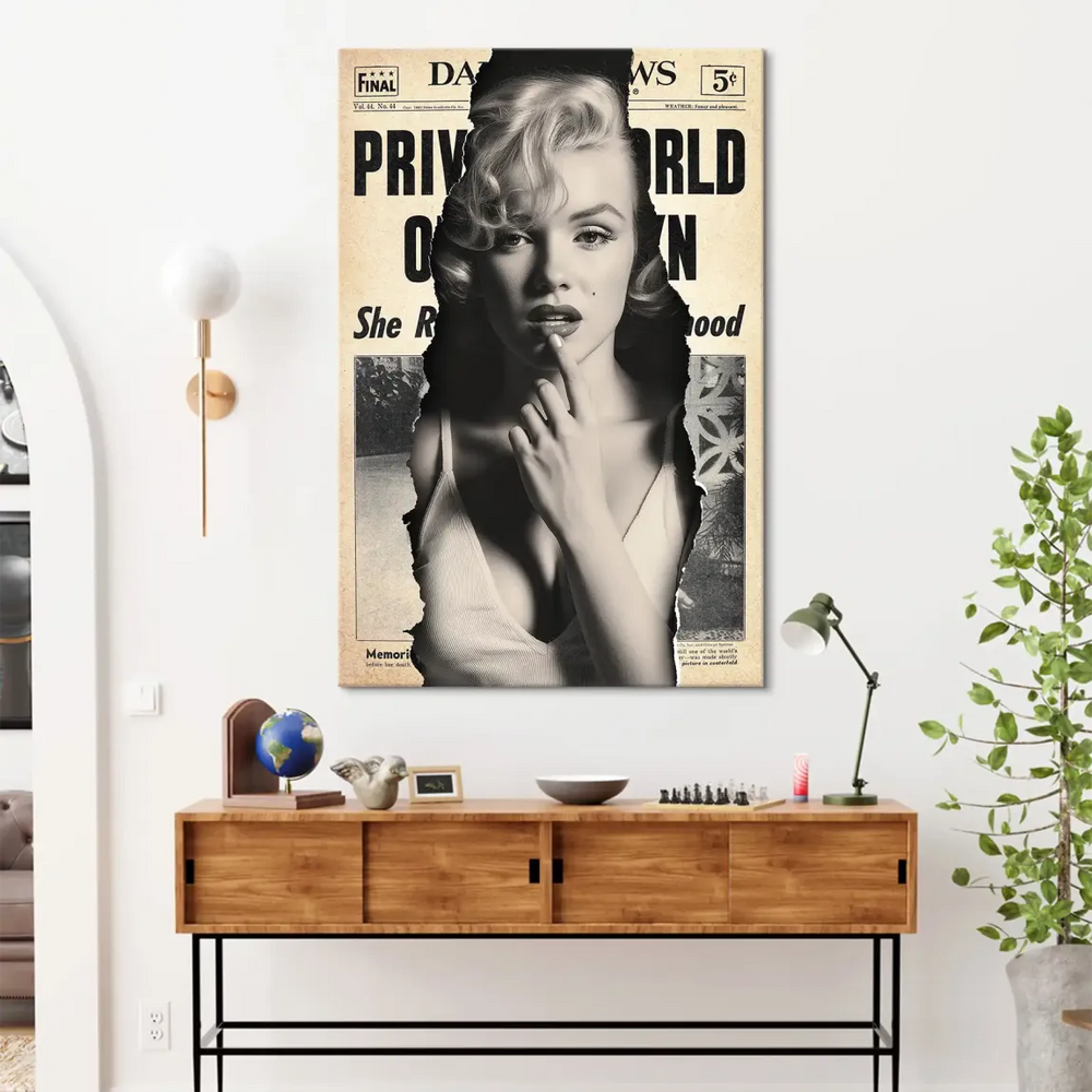 Vintage-inspired wall art of Marilyn Monroe suitable for living rooms and offices