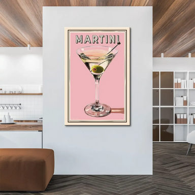 Pop art style kitchen or bar decor print featuring classic cocktail motif