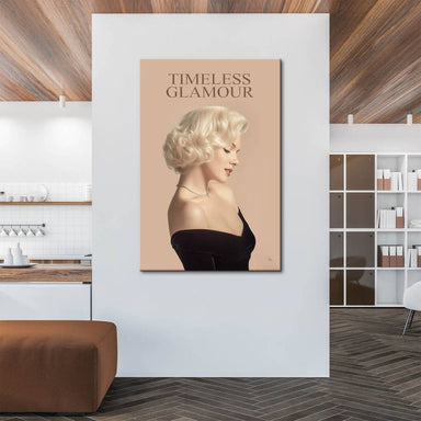 Glamorous Hollywood-inspired canvas wall art featuring a poised female portrait with vintage styling.