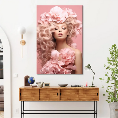Rose Couture canvas wall art showcasing romantic pink tones and fashion-inspired glamour