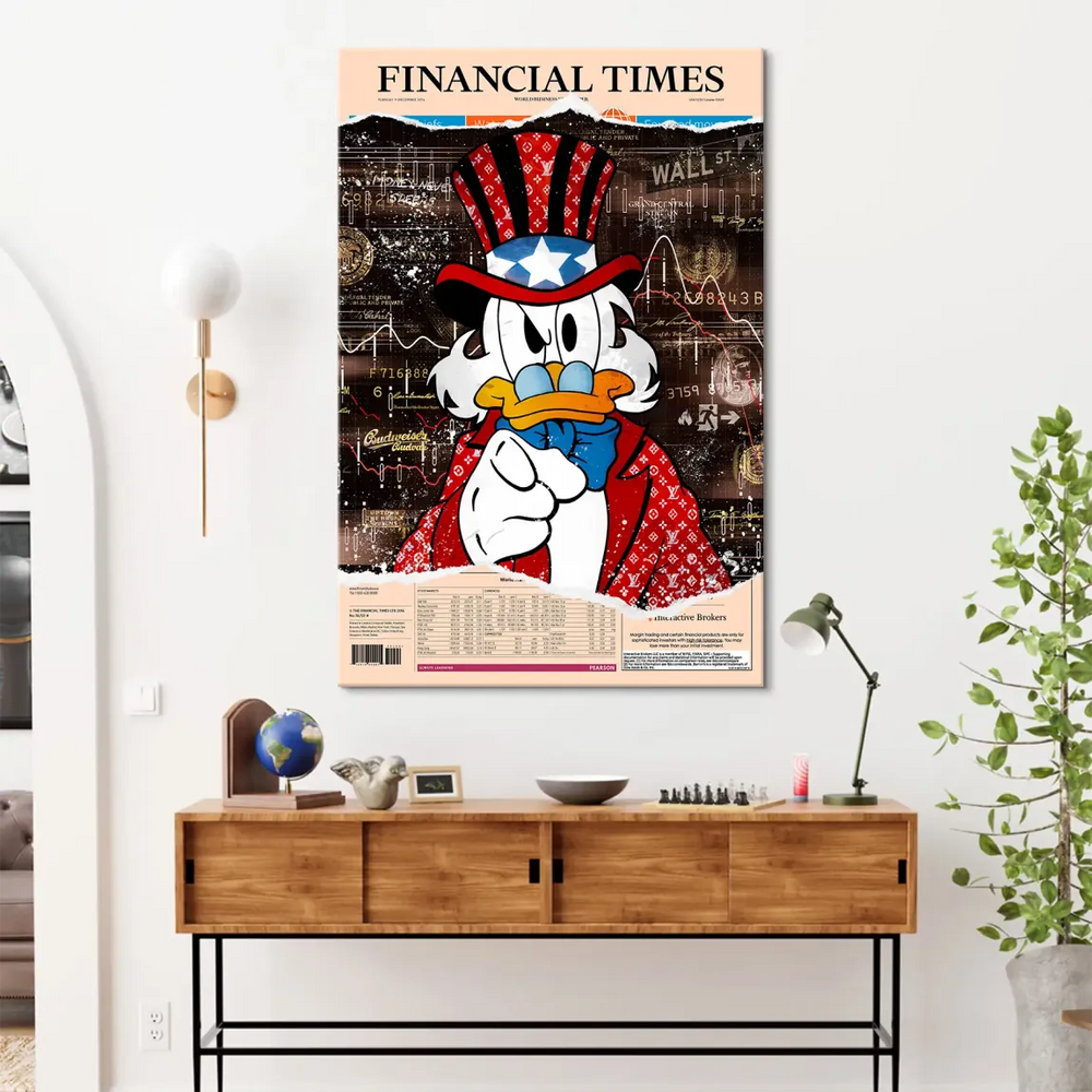 Patriotic top hat and Louis Vuitton monogram suit on Scrooge McDuck