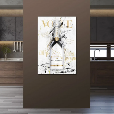Modern glam wall art with white, black, and shimmering gold colors