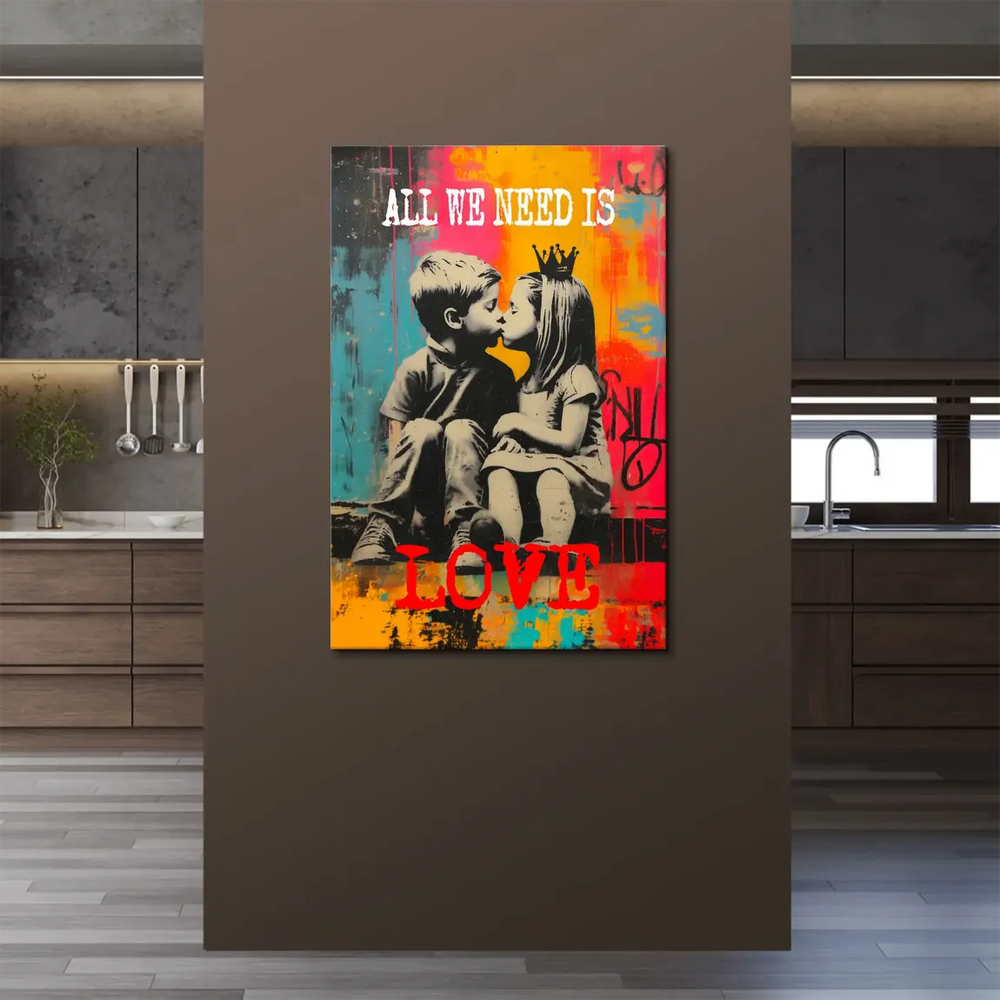 Urban street art vibe suitable for modern living rooms and teen spaces