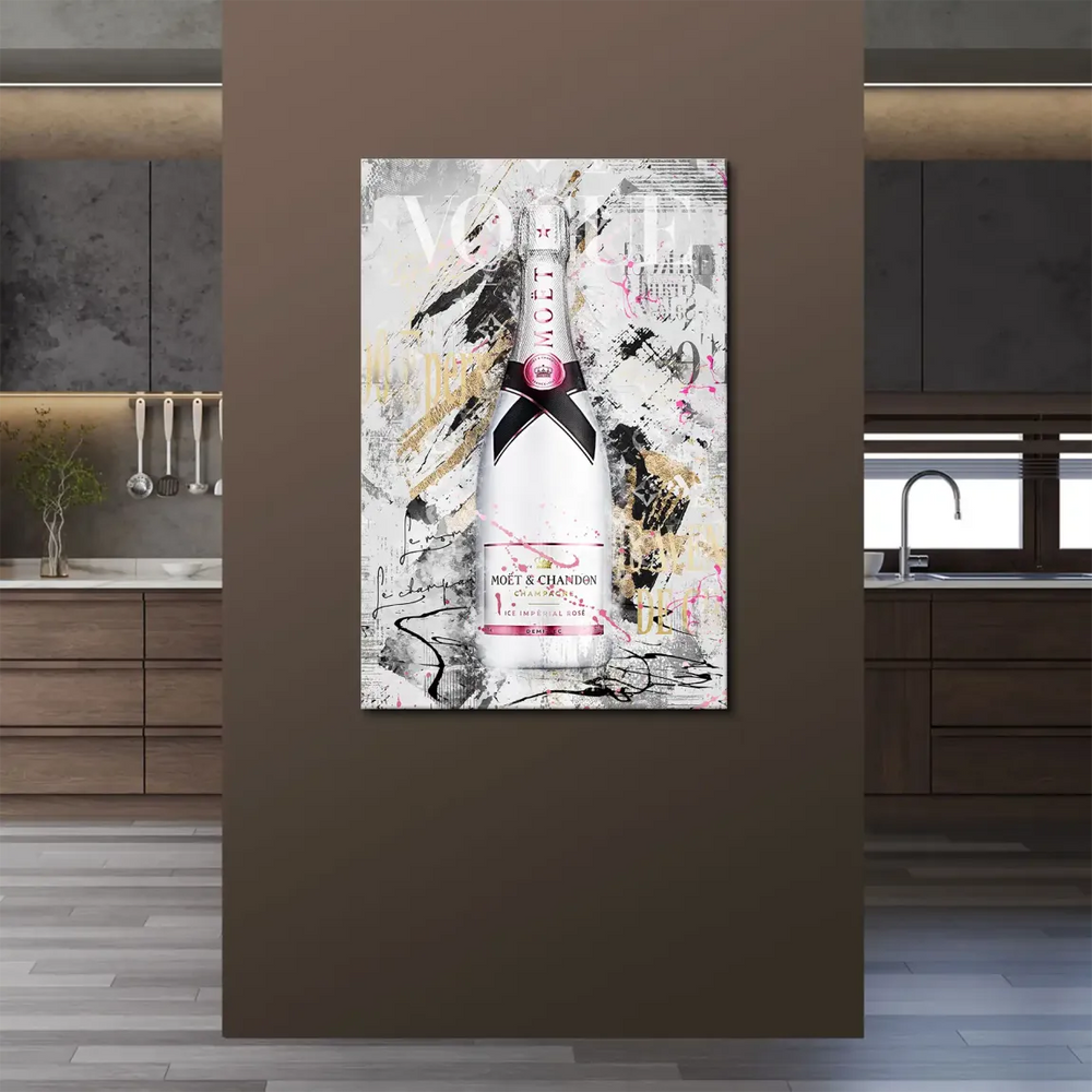 Vogue-like text fragments integrated into a stylish urban backdrop.