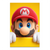 Close-up of Mario peeking over a yellow surface with blue eyes and red cap in bold pop art style
