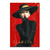 Audrey Hepburn pop art canvas portrait with red glamour, black hat and gold earrings