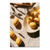 Portrait-oriented canvas print of golden lemons in a cream oval bowl on beige linen