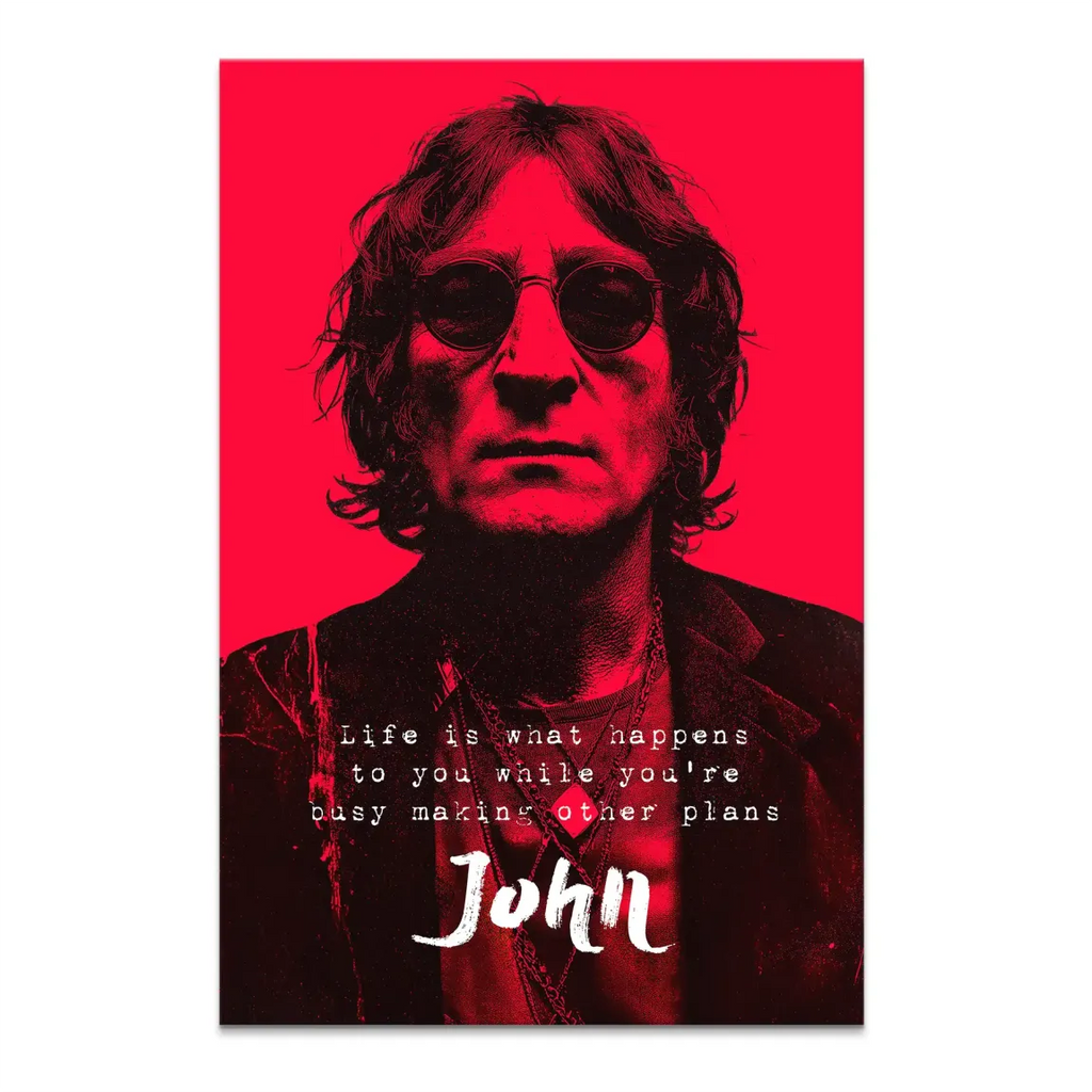John Lennon pop art canvas with red and black tones