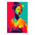 Geisha Pop Art canvas wall art featuring a neon-colored portrait with magenta, teal and purple hues