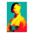 Geisha Color Art canvas wall art featuring a glitch-art portrait of a woman on teal background with a luminous yellow face and vibrant clothing.
