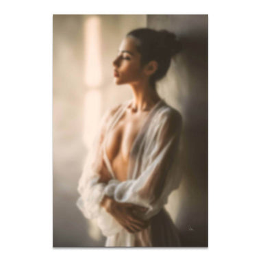 Sensual woman canvas art in soft-focus portrait style