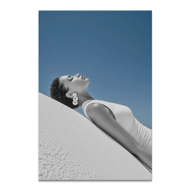 Serene Sun Girl canvas wall art with a woman under a blue sky