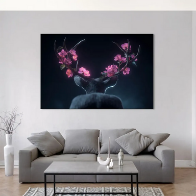 Flower Deer Canvas Print - Animal Wall Art, Boho Floral - Image 4