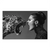 Monochrome canvas print showing a roaring leopard facing a screaming woman in profile.