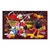 Pop art canvas featuring Scrooge McDuck in a Gucci-inspired coat beside Daisy Duck, Minnie Mouse, and Daffy Duck celebrating on a red Louis Vuitton-style monogram background with gold coins and champagne flutes.