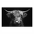 Close-up monochrome Highland cow portrait on canvas wall art with dramatic lighting