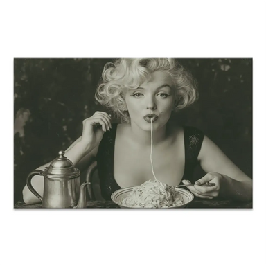 Marilyn Monroe pasta portrait on canvas print in sepia tones