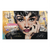 Audrey Hepburn Pop Art portrait on canvas with gold, black and white palette and pink lips