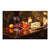 Wine in the Light: a glass of red wine, amber cocktail, grapes, orange, and blue cheese on a dark wooden table by candlelight