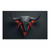 Geometric bull head wall art in charcoal and black with fiery orange-red eye glow